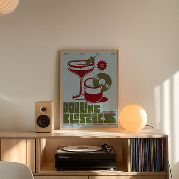 Cocktail Print | Pouring Classics Poster | Retro Mid Century Illustration | Disco And Vinyl Wall Art, 2 of 8