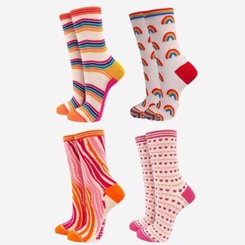 Rainbow Multi Bamboo Socks Christmas Gift Set Four Pack, 2 of 3