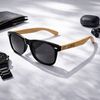 Personalised Engraved Wooden Sunglasses, 2 of 4