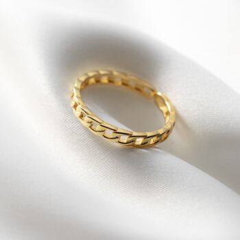 Sterling Silver Chain Link Design Adjustable Ring, 4 of 6