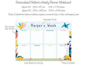 Children's Dinosaur Weekly Planner Whiteboard, 6 of 6