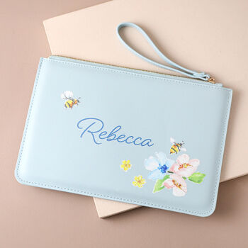 Personalised Floral Bee Accessory Bag, 2 of 4
