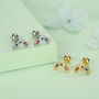 Sterling Silver Rainbow Cz 18 G Screw Back Stud Earrings, thumbnail 1 of 12