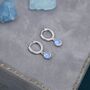 Sterling Silver Dangling Moonstone Oval Hoop Earrings, thumbnail 2 of 10