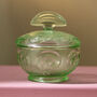 Vintage Art Deco Glass Trinket Pot Green, thumbnail 2 of 4