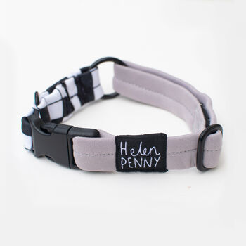 Lilac Checkerboard • Padded Dog Collar, 5 of 6