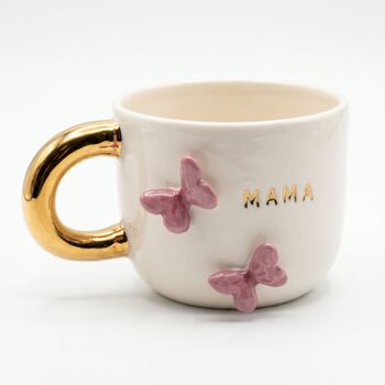 Mama Ceramic Mug With 24 K Gold And Butterfly Detail, 6 of 6