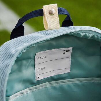 Personalised Sage Initial Cord Backpack With Grab Handle, 4 of 5