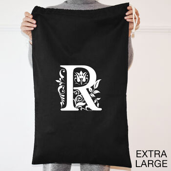 Personalised Initial Laundry Bag – Elegant Scroll Design Storage Sack For Adults, Teens And Students, 4 of 5