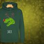 Rudolphasaurus Rex Dinosaur Personalised Kids Christmas Jumper Hoodie, thumbnail 1 of 12