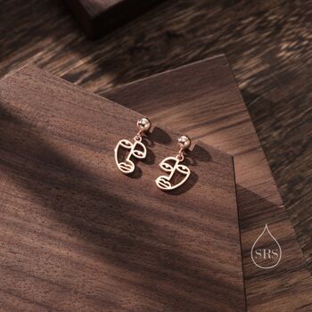 Art Inspired Asymmetric Face Drop Stud Earrings, 5 of 11