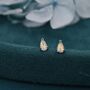 Tiny Opal Pear Stud Earrings In Sterling Silver, thumbnail 3 of 11