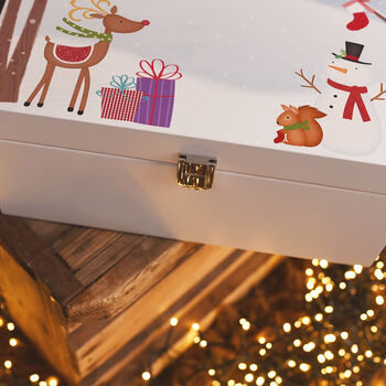 Personalised Snowy Forest Wooden Christmas Eve Box, 2 of 5