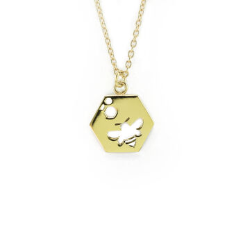 Yellow Gold Vermeil Sterling Silver Bee Pendant, 3 of 5