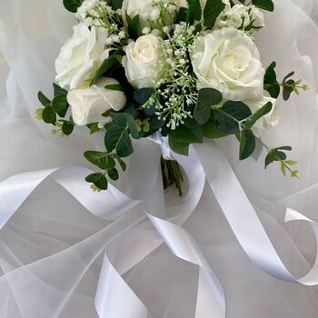 The Charlotte, White Rose And Sage Green Bridal Bouquet, 8 of 12