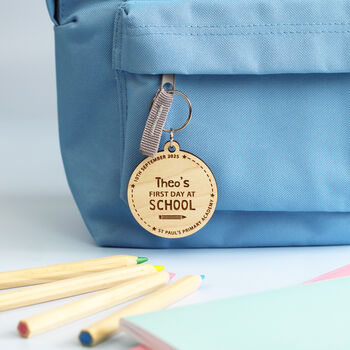 First Day At School Personalised Wooden Bag Tag, 5 of 7