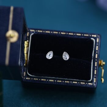 Tiny Droplet Cz Stud Earrings In Sterling Silver, 6 of 12