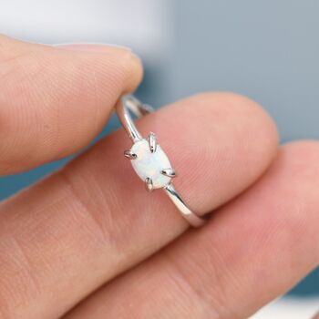 Sterling Silver Clawed Fire Opal Oval Ring, 11 of 11