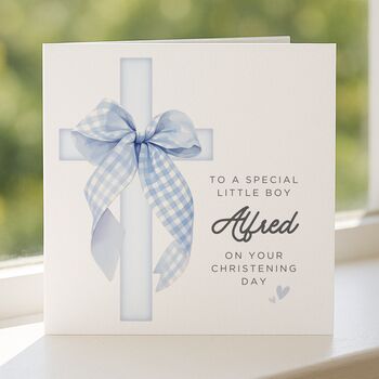 Personalised Christening Card For Godson Baby Boy, 5 of 8