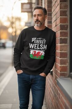 “I’m Not Perfect But I’m Welsh” T‑Shirt And Jumper – Welsh Dragon Gift, 4 of 7