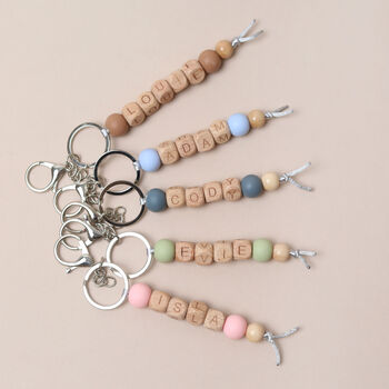 Custom Wooden Letter Bag Tag – Personalised Name Keyring, 5 of 6