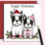 Boston Terrier Dogs Christmas Card. The Pups, thumbnail 1 of 2
