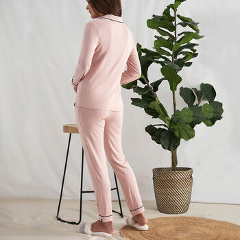 Long Bamboo Pyjama Set In Pink, 2 of 2
