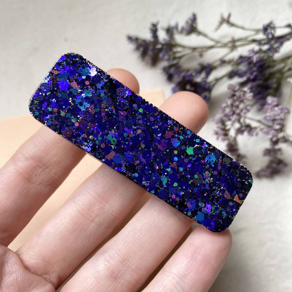 Deep Blue Resin Glitter Hair Clip By Love Kiki Designs