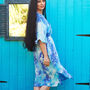 Aquamarine Blue Watercolour Print Silk Dress, thumbnail 4 of 6