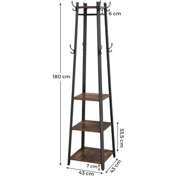 Industrial Coat Rack Stand With Three Shelves, 7 of 8