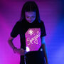 Childrens Interactive Glow T Shirt In Black / Pink Glow, thumbnail 1 of 7