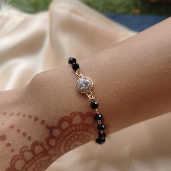 Black Crystal Beads Zircon Mangalsutra Nazar Bracelet, 5 of 8