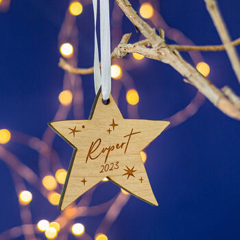 Star Personalised Christmas Tree Decoration, 2 of 5