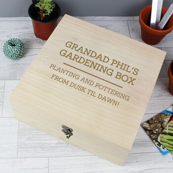 Personalised Wooden Garden Bits And Bobs Storage Box, 3 of 4