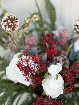 Luxury Winter Rose And Pine Frosted Bunch, 4 of 4