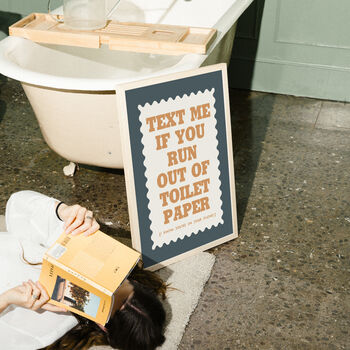 Text Me Funny Bathroom Wall Art Print, 7 of 9