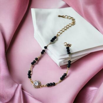 Asian Black Bead Round Zircon Nazar Mangalsutra Bracelet, 5 of 6