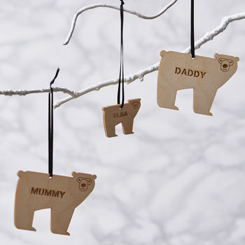 Personalised Bear Wooden Christmas Decoration, 2 of 2