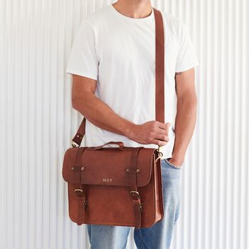 Personalised Leather Laptop Bag With Lifetime Guarantee, 2 of 9