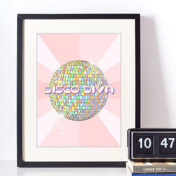 Disco Diva Mirror Ball Art Print, 2 of 3