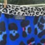 Ladies Boxer Shorts Blue Leopard Print, thumbnail 3 of 6