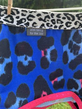 Ladies Boxer Shorts Blue Leopard Print, 3 of 6