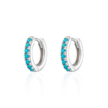 Huggie Hoop Earrings With Turquoise Stones, 10 of 10