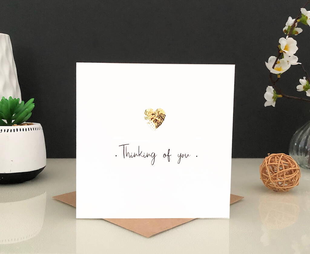 'Thinking Of You' Heart Embroidered Card