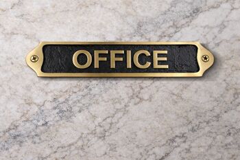 Custom Solid Brass Office Plaque With Black Finish, 5 of 7