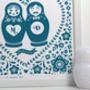 Framed Russian Doll Couple Personalised Print, thumbnail 5 of 6