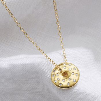 Moon Phase Necklace In Gold Vermeil With Diamonds, 3 of 12