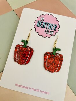Bell Pepper Glitter Resin Earrings, 11 of 11