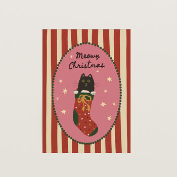Meowy Christmas Cat Print, 3 of 9