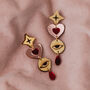 Asteria Heart And Eye Earrings Pink/Red, thumbnail 1 of 3